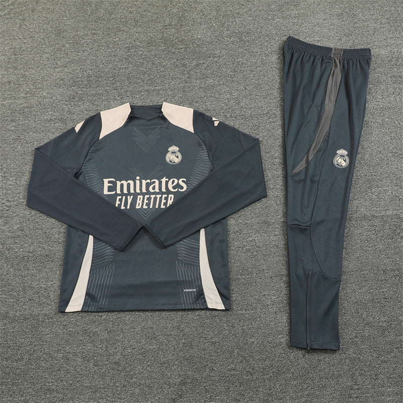 Real Madrid Tracksuit Grey 24/25 + Addidas on back no